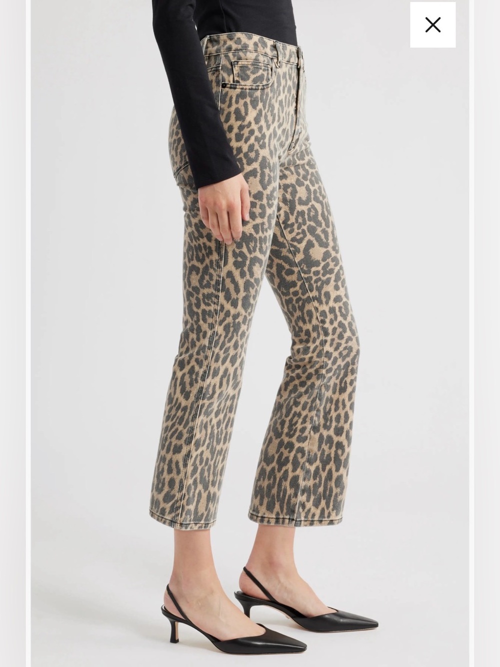 NWT Good American Leopard Cropped Denim - Picture 3 of 7